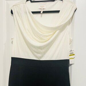 Black and White Drop Neck Office Dress